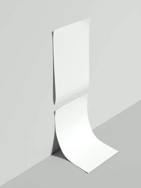 Beyaz posterler asılı. 3D render