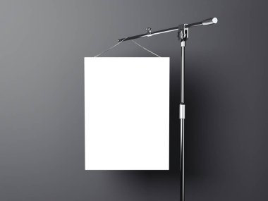 Beyaz poster asılı. 3D render