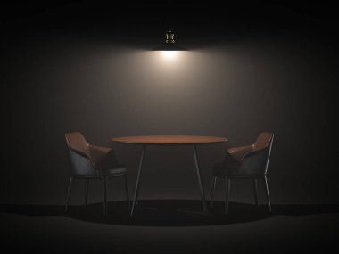 İki sandalye ve masa. 3D render