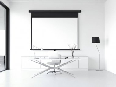 Modern temiz ofis iç. 3D render