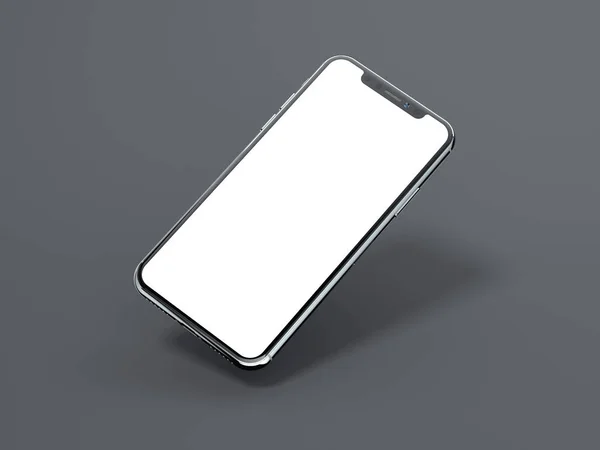 Современный смартфон изолирован на сером. 3d-рендеринг — стоковое фото