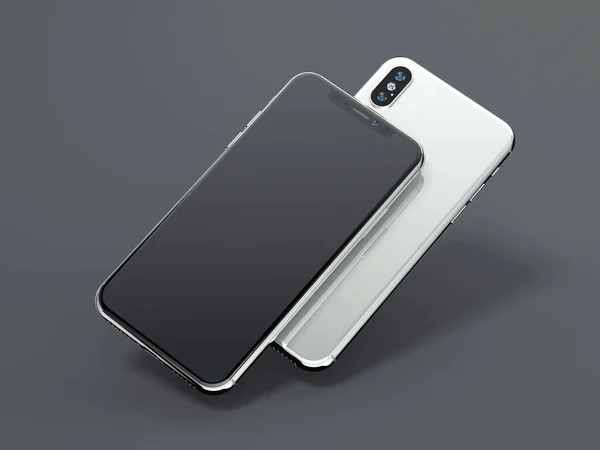 Twee moderne smartphones. 3D-rendering — Stockfoto