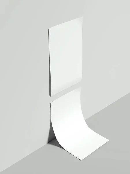 Weiße Plakate hängen. 3D-Darstellung — Stockfoto