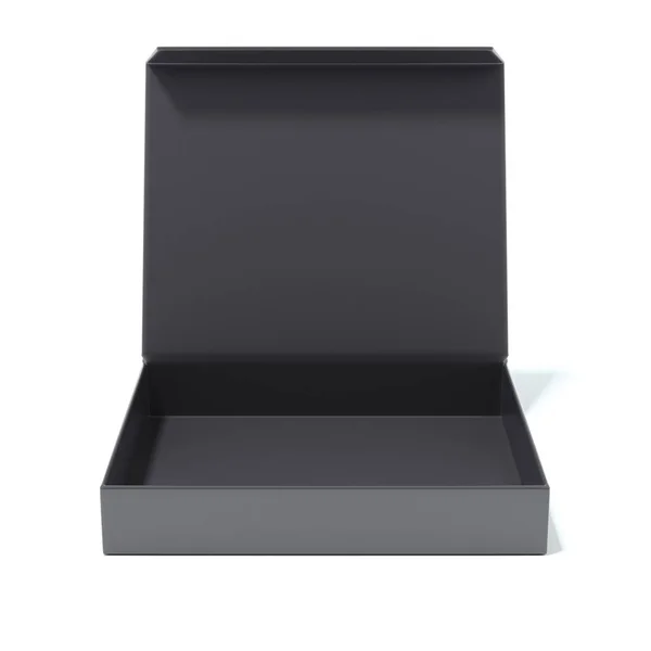 Schwarze geöffnete Schachtel. 3D-Darstellung — Stockfoto