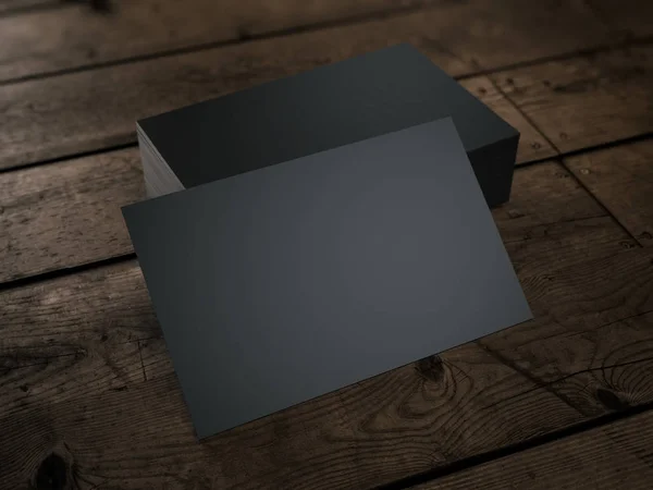 Stack of black business cards. 3d rendering — Stock Photo, Image