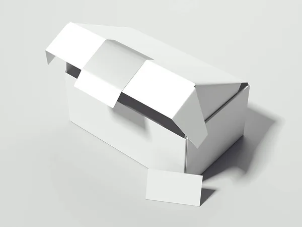 White opened box with card. 3d rendering — Stock Photo, Image