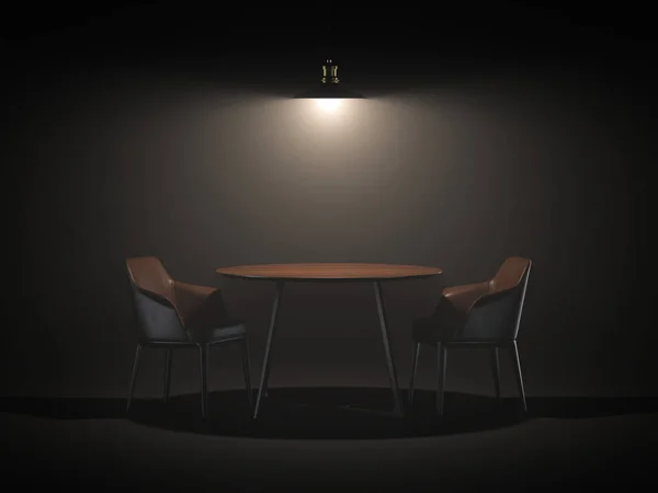 Twee stoelen en tafel. 3D-rendering — Stockfoto