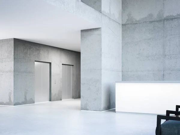 Αίθουσα σύγχρονου κτηρίου με ασανσέρ. 3D rendering — Φωτογραφία Αρχείου