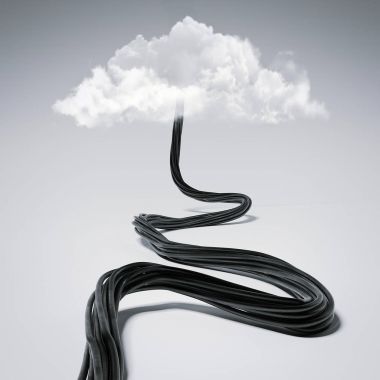 Black wire tends to the clouds. 3d rendering clipart