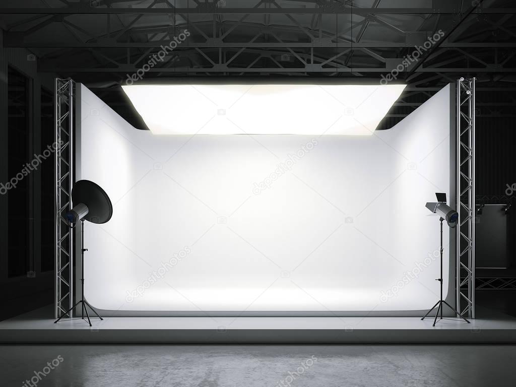 Professional photostudio with softbox. 3d rendering