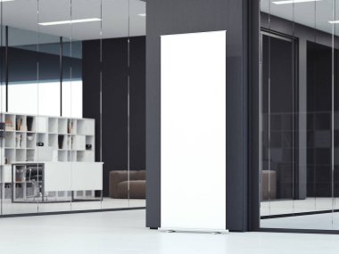 Beyaz dikey afiş. 3D render