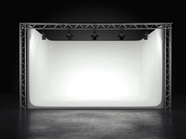Profesyonel photostudio projektör ile. 3D render