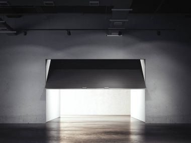 Underground ile açılış kapı otopark. 3D render