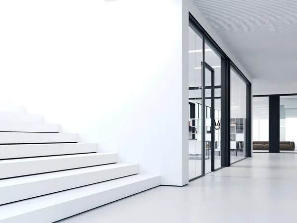 White steps in bright office. 3d rendering — Stock Photo, Image