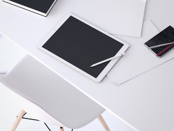 Большая белая ручка для набросков. 3d-рендеринг
