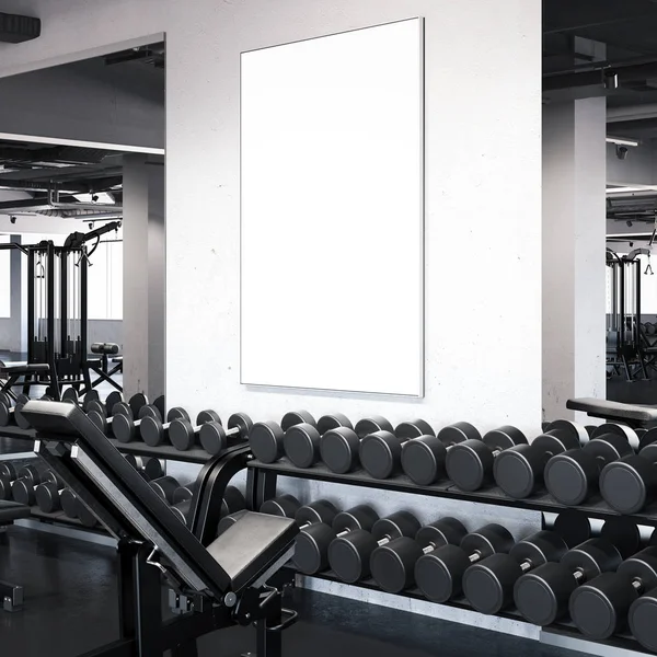 Moderno gimnasio con marco de imagen en la pared. renderizado 3d —  Fotos de Stock