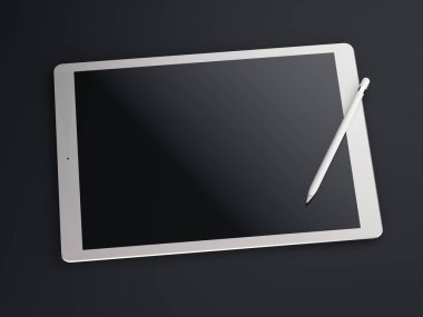 Büyük beyaz çizim tablet. 3D render