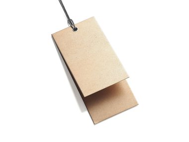 Beyaz izole kahverengi etiket. 3D render