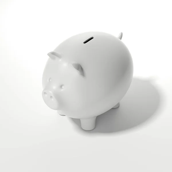 Witte piggy bank. 3D-rendering — Stockfoto