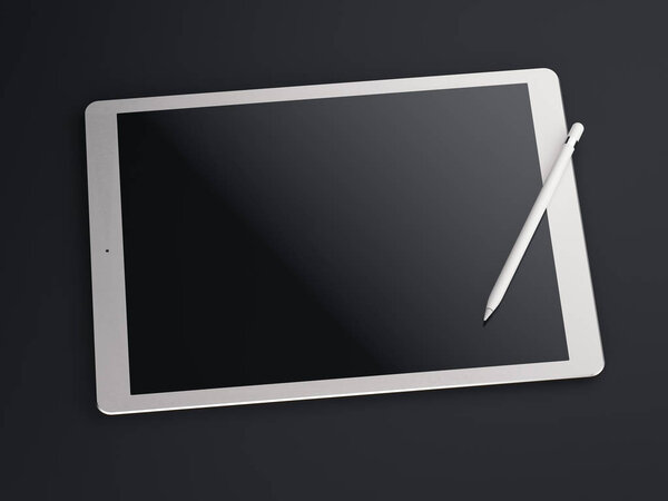 Big white drawing tablet. 3d rendering