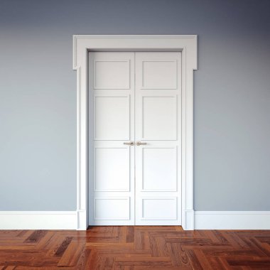 Beyaz kapılar ile klasik iç. 3D render