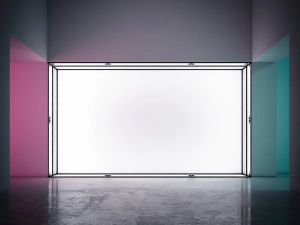 空白の壁のショーケースし、光の中。3 d レンダリング — ストック写真