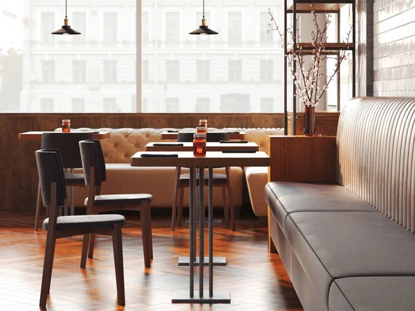 Εστιατόριο σύγχρονης σοφίτας. 3D rendering — Φωτογραφία Αρχείου