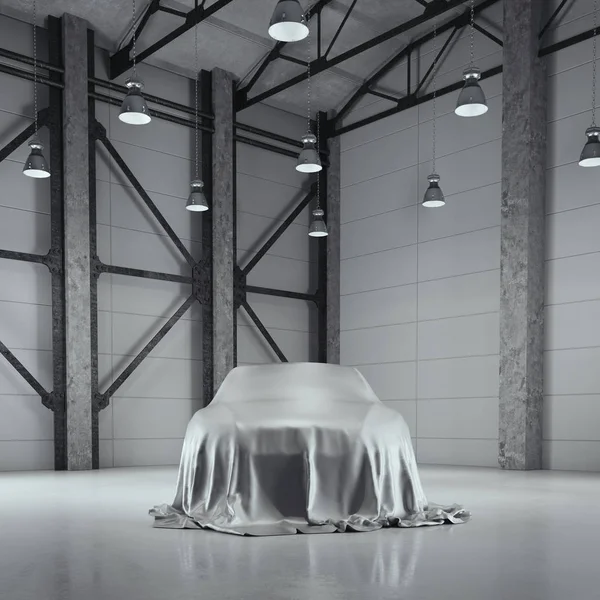 Moderno hangar de loft de fábrica con estudio fotográfico. renderizado 3d —  Fotos de Stock