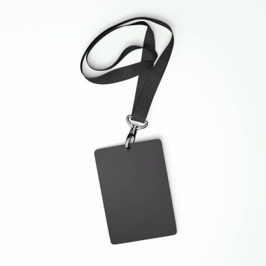 Bant ile boş siyah rozeti. 3D render