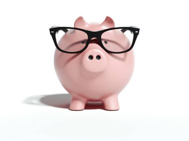 Pembe kumbara açık gözlüklü. 3D render