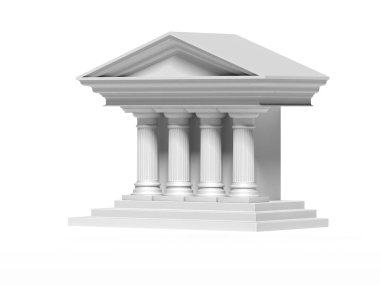 Sütunları ile klasik bina beyaz. 3D render