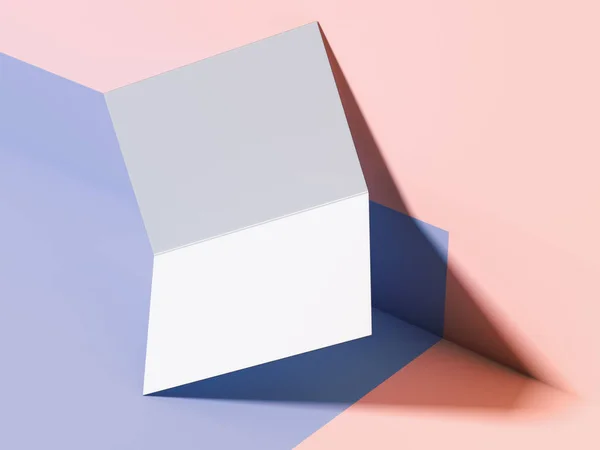 Marca azul-rosa maqueta con folleto. renderizado 3d — Foto de Stock