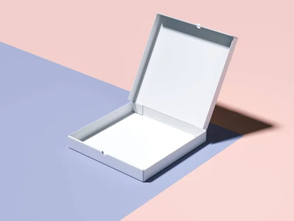 Сине-розовый фирменный макет с открытой коробкой. 3d-рендеринг — стоковое фото