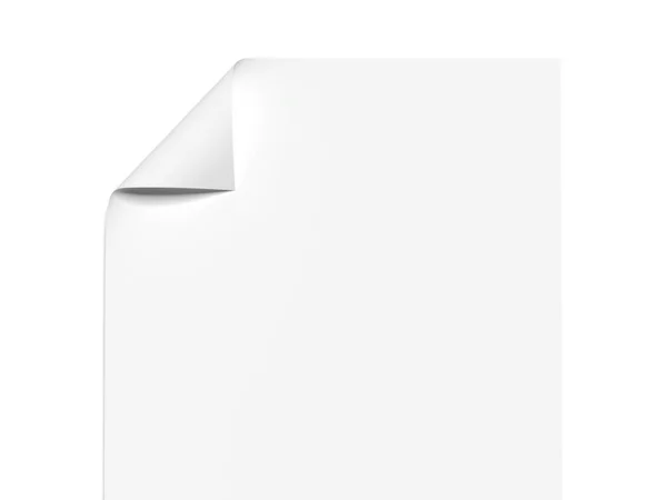 Prázdný list s rohovou zabalené. 3D vykreslování — Stock fotografie