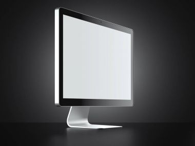 Modern ekran siyah arka plan üzerine izole. 3D render