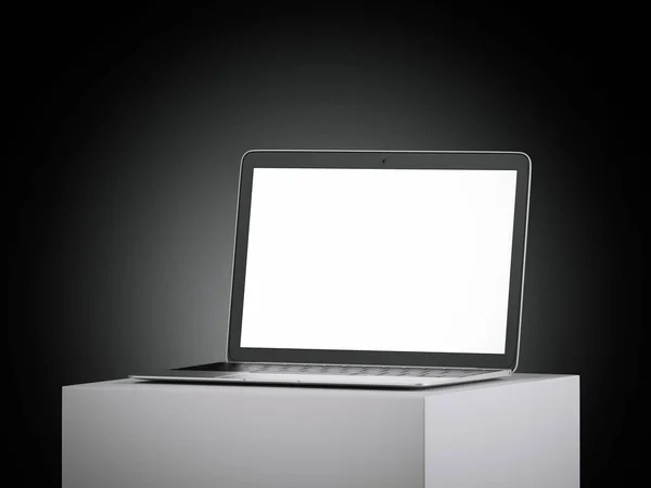 Laptop with blank screen. 3d rendering — Stock Photo, Image