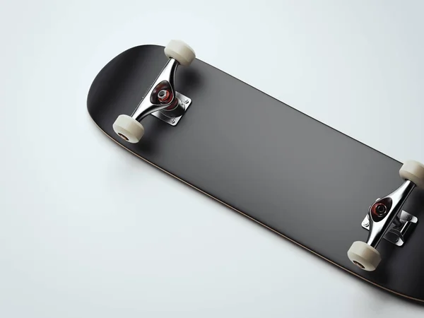Cubierta de skate negro en blanco. renderizado 3d — Foto de Stock