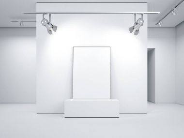 Boş resim çerçevesi ile modern parlak Galerisi. 3D render