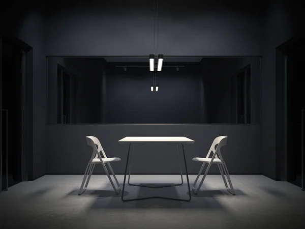 Cuarto oscuro para interrogatorio. renderizado 3d — Foto de Stock