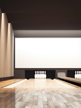 Bowling salonu. 3D render