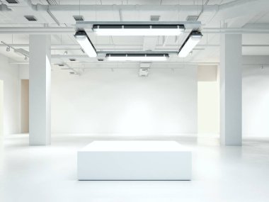 Modern temiz çatı Galeri iç. 3D render