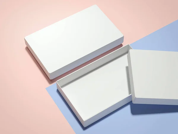 İki beyaz kutu. 3D render — Stok fotoğraf