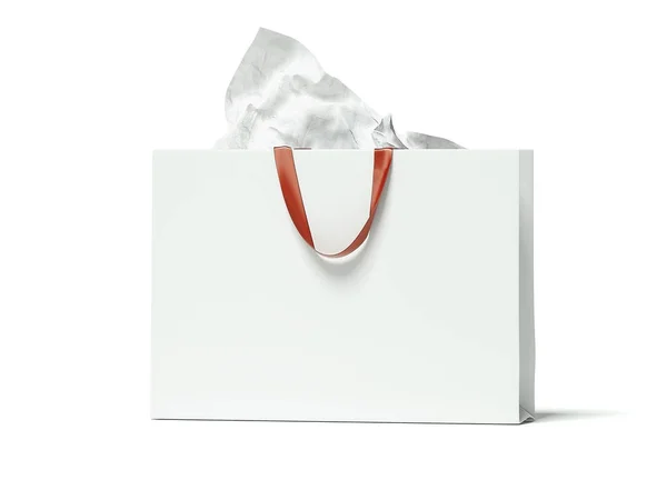 Bílé široké nákupní taška. 3D vykreslování — Stock fotografie