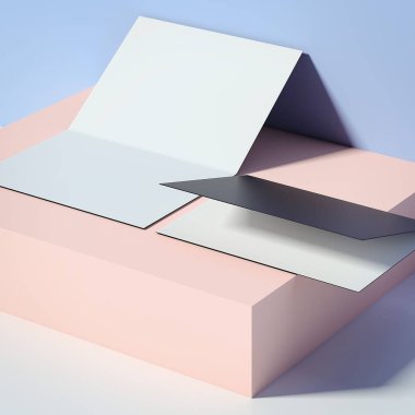 İki broşür kutusunda. 3D render
