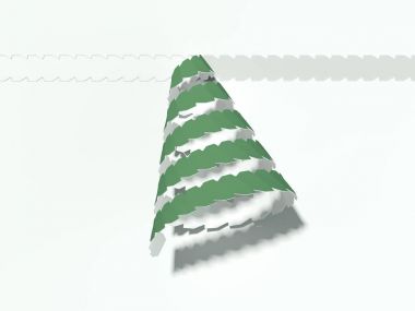 Tear-off tape in shape of christmass tree. 3d rendering clipart