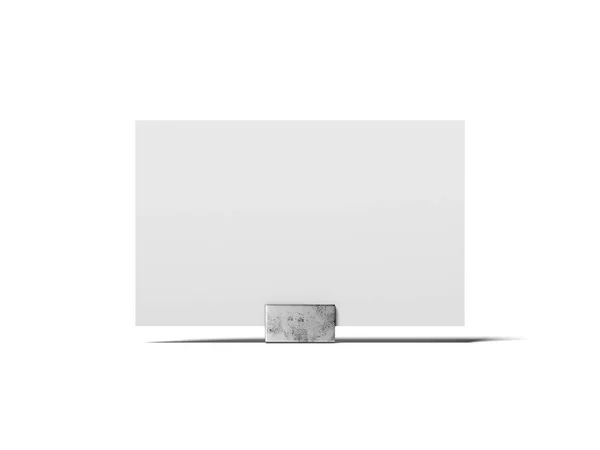 Leere weiße Visitenkarte auf dem Metallständer. 3D-Darstellung — Stockfoto