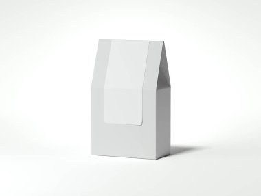 Boş etiket ile beyaz paket. 3D render