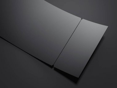 Boş siyah ayırma bilet. 3D render