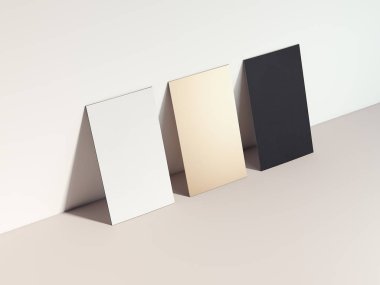 Üç farklı iş kart. 3D render