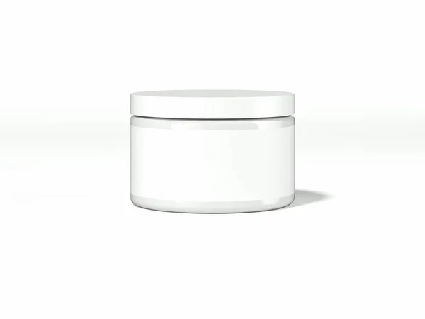 Bílý balíček kosmetiky s prázdný popisek. 3D vykreslování — Stock fotografie
